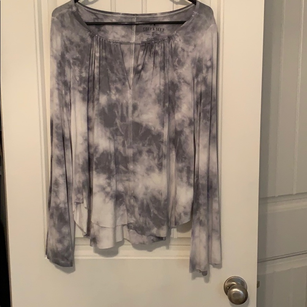 grey and white tye dye long sleeve